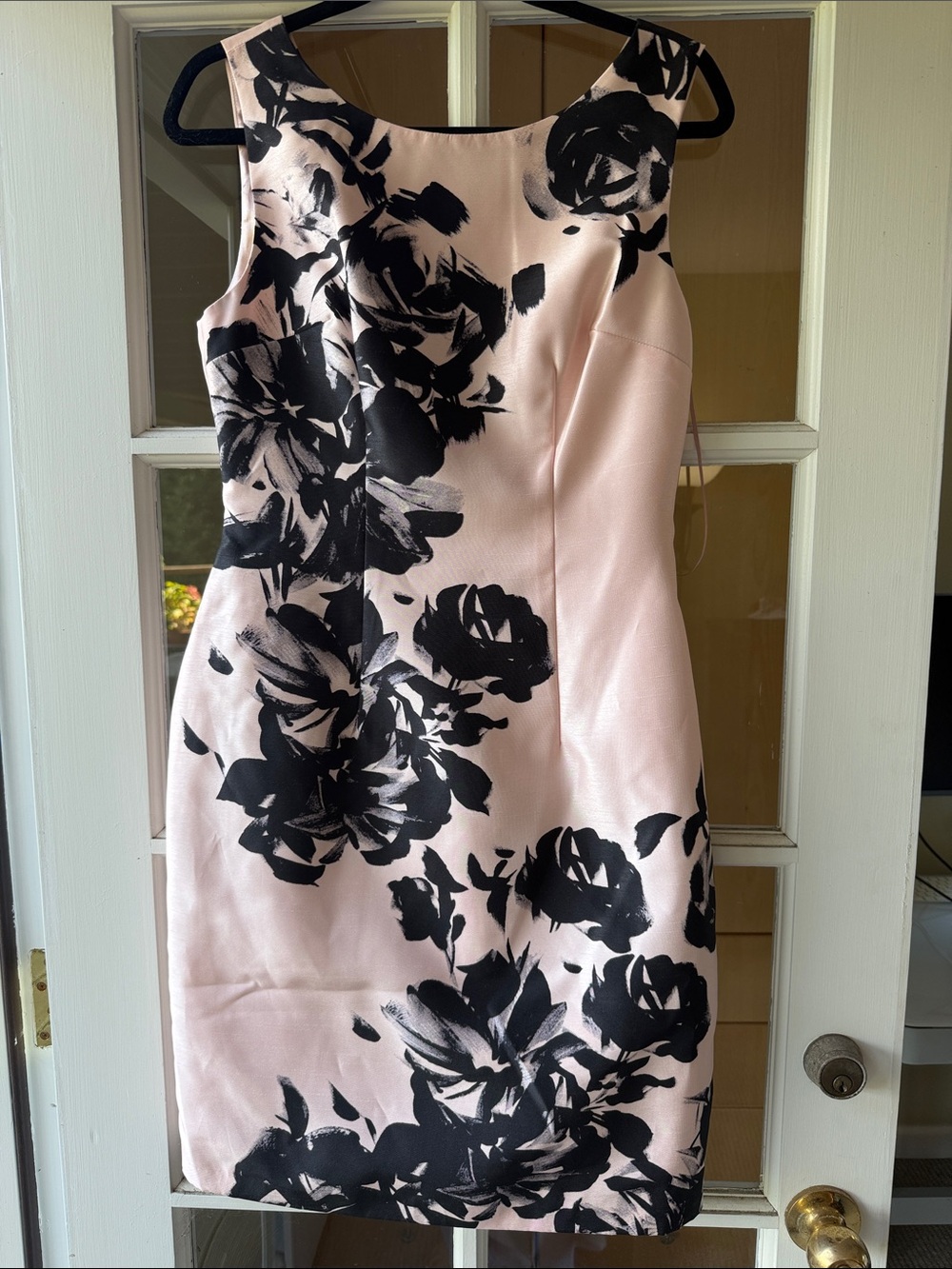 Sleeveless nubby silk look Pink Floral Sheath Dress